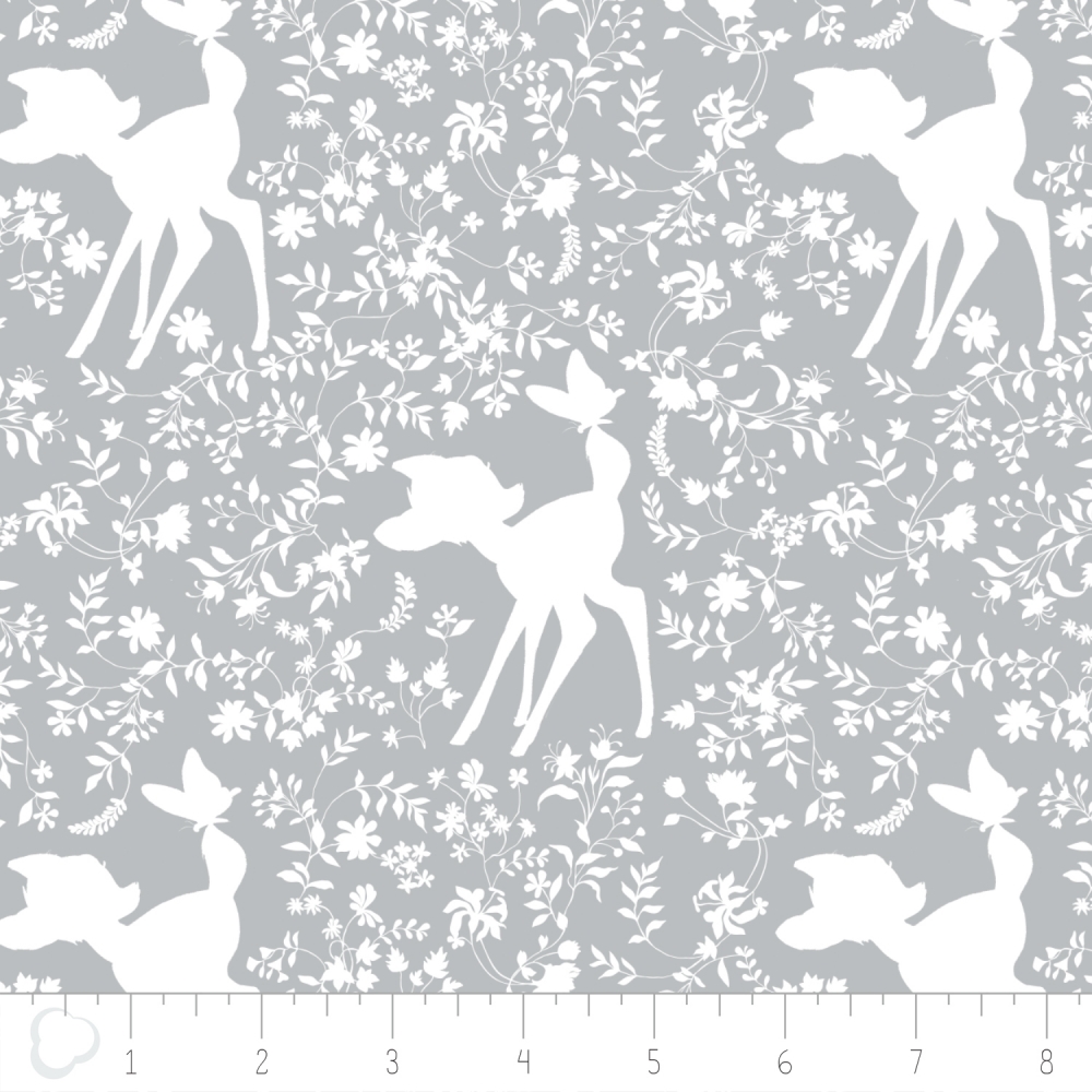 Grey Bambi silhouette | Stoff / sytilbehør/ temastoffer/ Disney ...